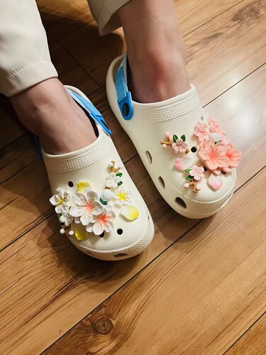 Croc shoes diy accessories diamond pearl chain shoe flower decorative buckle princess elegant shoe buckle set accessories
