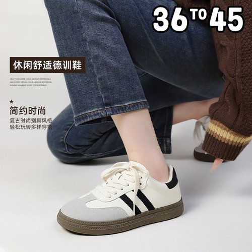 2025 Hong Kong Style Retro Striped White Sneakers Fashion Breathable Lace-Up Women's Shoes