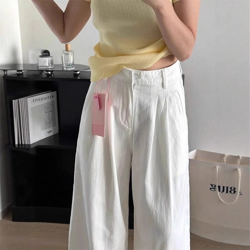 Black Outerwear Simple Trendy Versatile Design Wide-Leg Jeans for Women Winter Straight Tall Slimming Denim