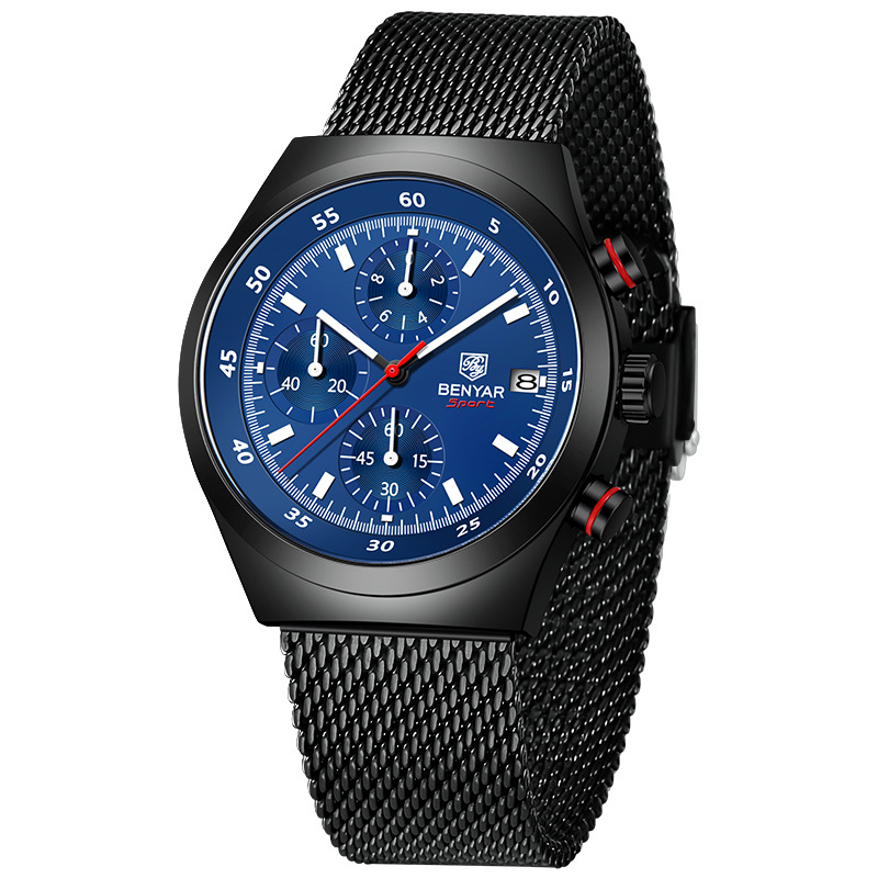 BENYAR Binya Reloj multifunción luminoso para hombre Impermeable Sport Cuarzo Reloj para hombre de seis agujas BY-5200