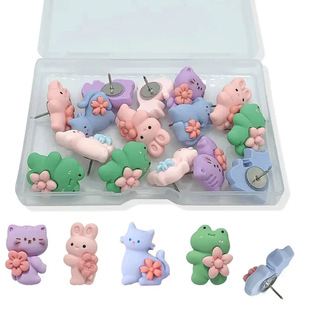 20PCs cute cartoon animal series pushpin creative wall decoration resin DIY handmade push pin pushpin direct sales