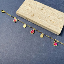 亚马逊速卖通跨境爆款水滴石不退色不锈钢手链女生手饰红宝石精致