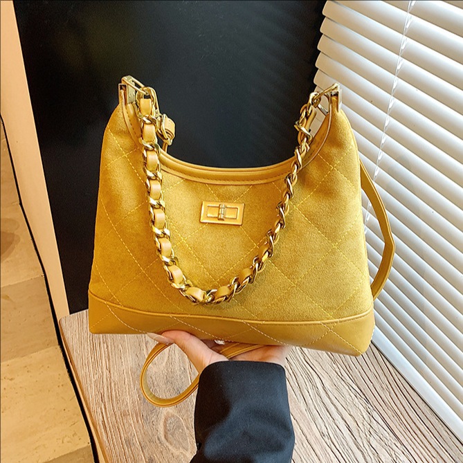 Transfronterizos retro esmaltado bolso de brazo para mujeres 2025 nueva moda cadena de diamante bolso de hombro de tela extranjera bolso de mochila