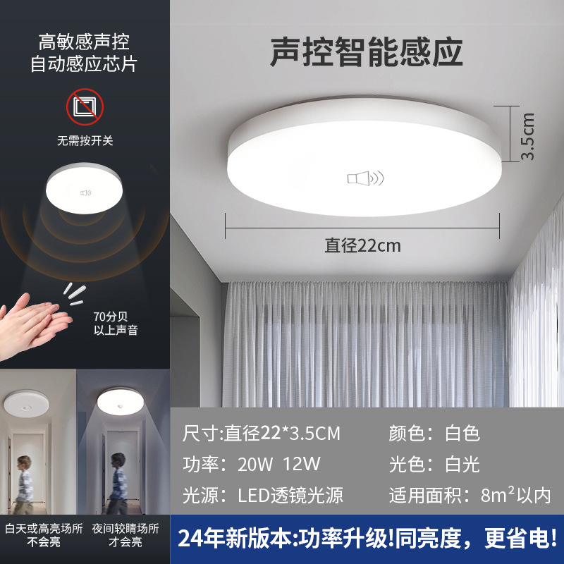 Luz de techo led redondo balcón pasillo luz Cuerpo Humano inducción sonido y control de luz Luz de Baño Luz de ingeniería pan
