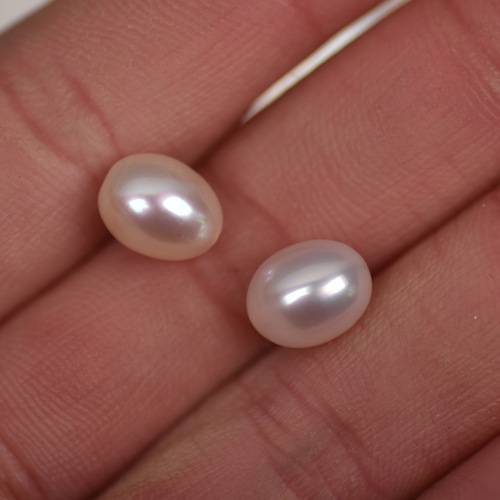 Mirror gloss about 9-10mm half-hole rice beads strong light natural freshwater pearls loose beads diy bare beads jewelry accessories