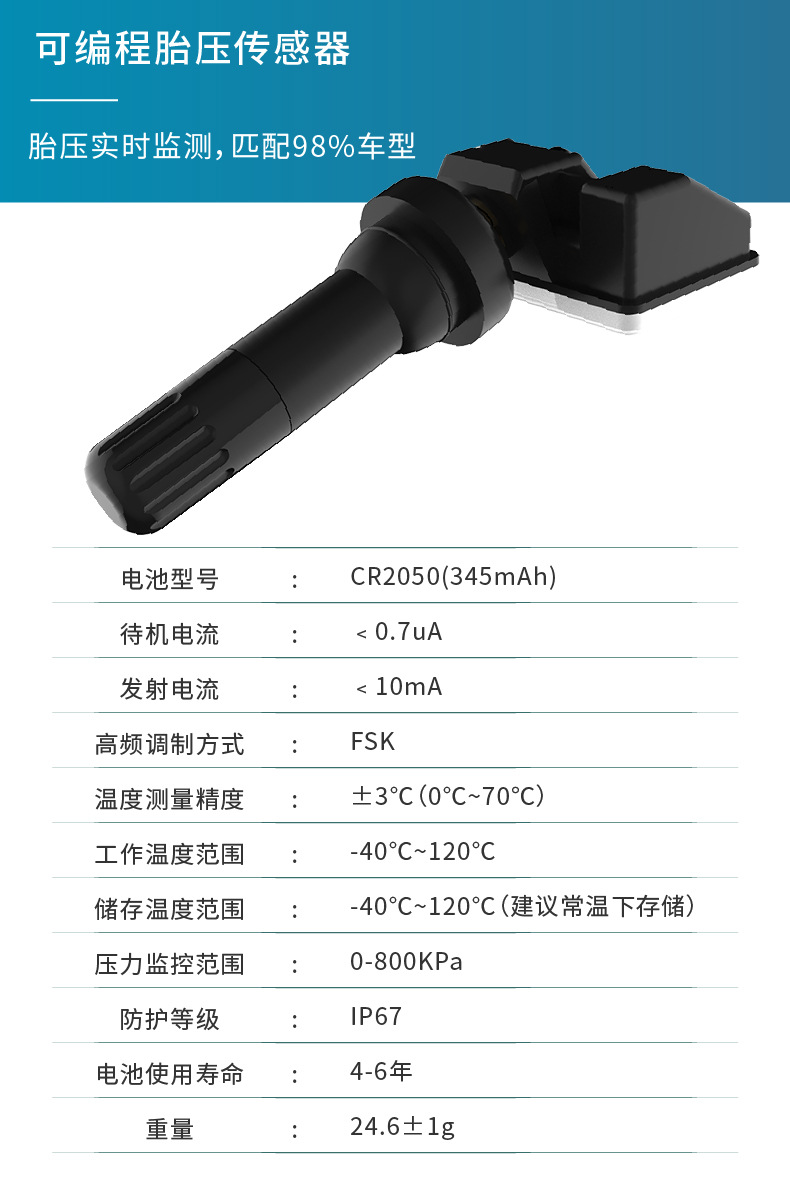 Car Tire Pressure Monitor with Built-In and External Universal Smart Wireless Detection Solar-Powered Tire Pressure Sensor with High Accuracy