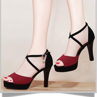 2019 summer new women's heel sandals thin heel buckle fashion versatile women's shoes wholesale