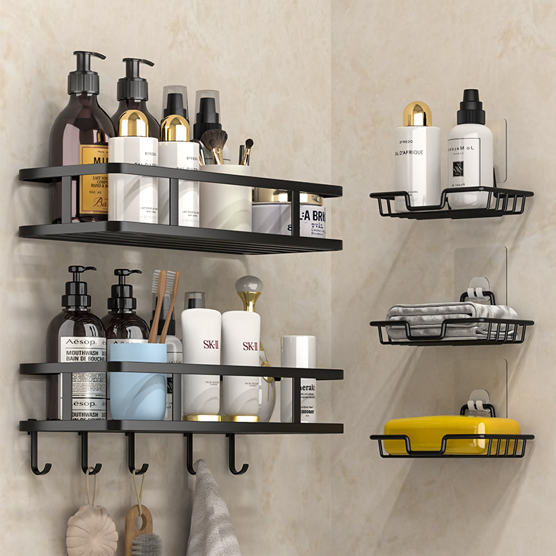 Cross-Border Bathroom Storage Rack Bathroom Punch-Free Corner Rack Toilet Shower Room Storage Rack Wall-Mounted Iron Hanging Basket