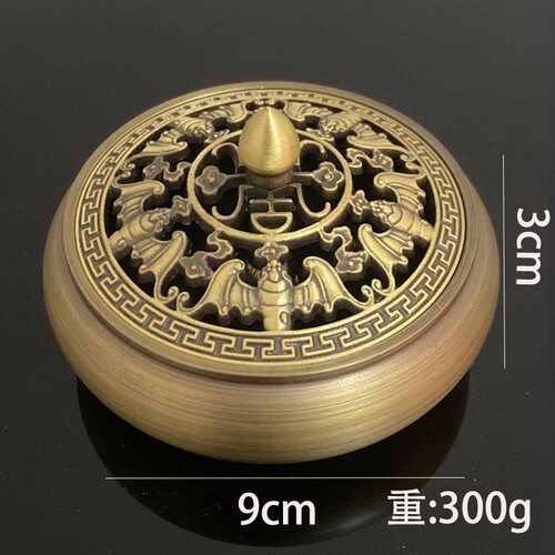 Pure brass dragon and phoenix sandalwood stove household incense pure copper plate incense stove fireproof cotton gourd thread incense insert creative Xuande stove