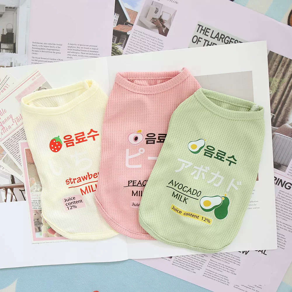 Вафельные милые минималистские фрукты с японским принтом жилет принцесса конфеты цвет кошек и собак универсальная одежда для домашних животных