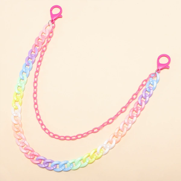 Resin double layer pants chain rose red