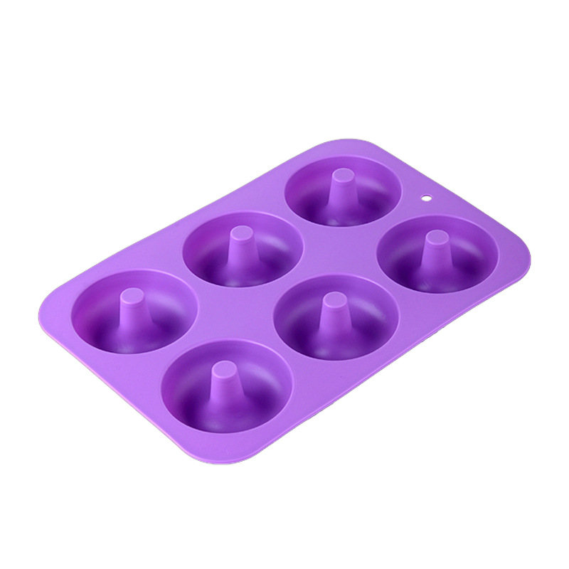 Molde de silicona 6 piezas de rosquilla redonda Molde de horno de bricolaje Molde de pastel de silicona resistente a altas temperaturas de grado alimenticio