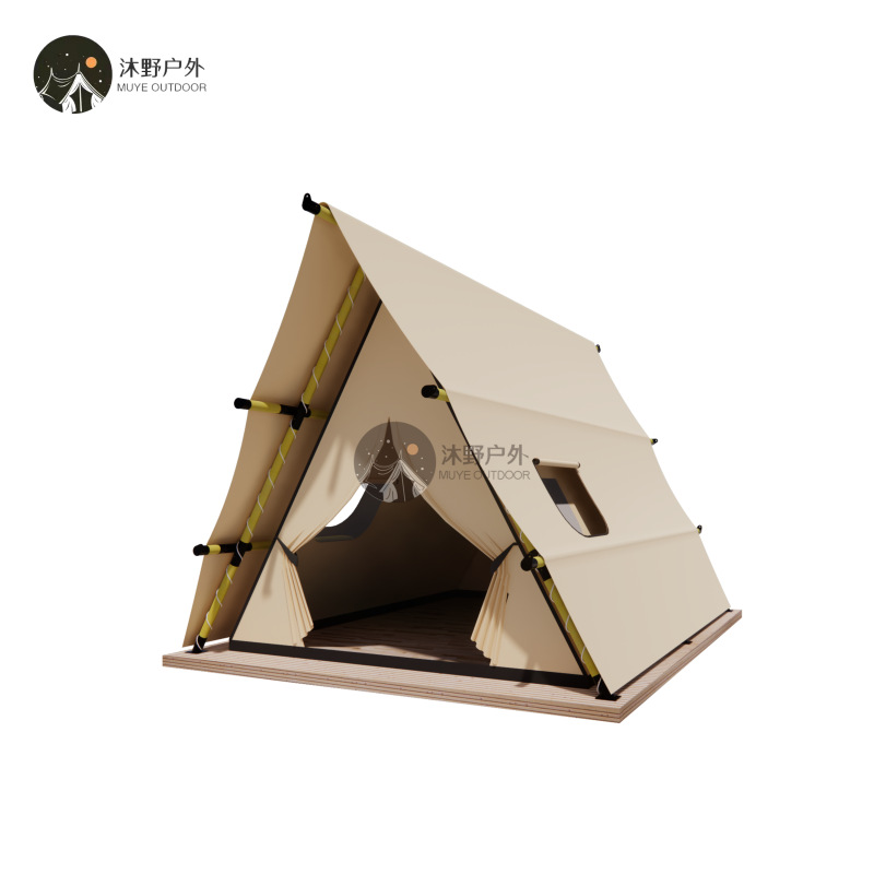 Muye camping al aire libre alojamiento residencial tienda triangular gran campamento camping residencial tienda de hotel de madera maciza
