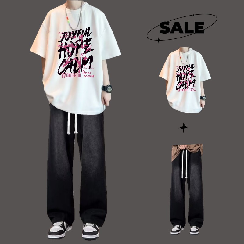 [two-piece set] joyf white + jeans