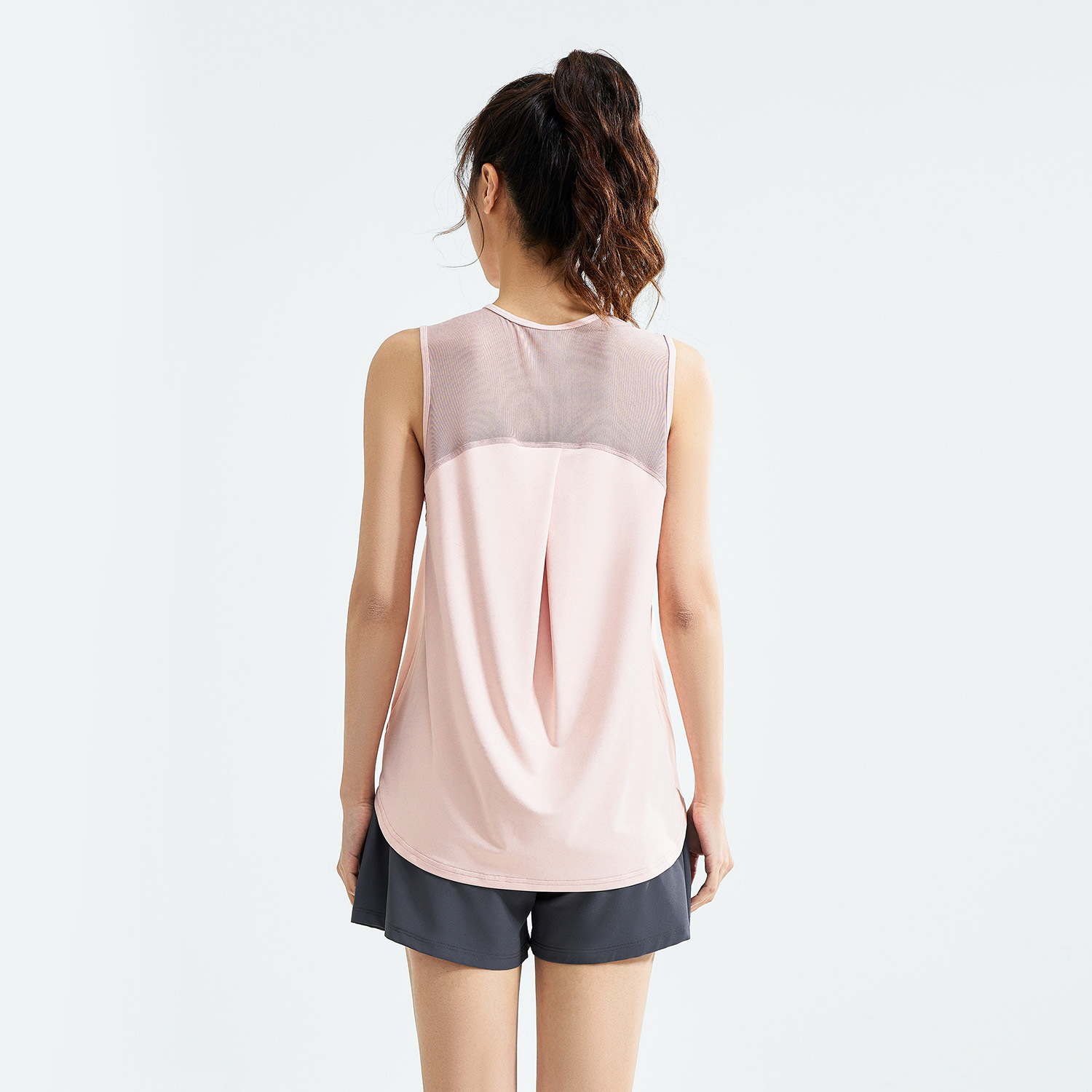Juyi Tang traje deportivo casual suelto correr malla hermosa espalda sin mangas chaleco camiseta pantalones cortos traje deportivo mujer image 3