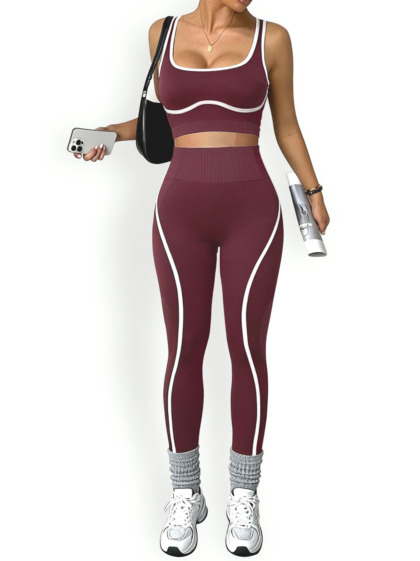 Dames sportset yoga legging push-up sneldrogend fitnesspak_voghion.com