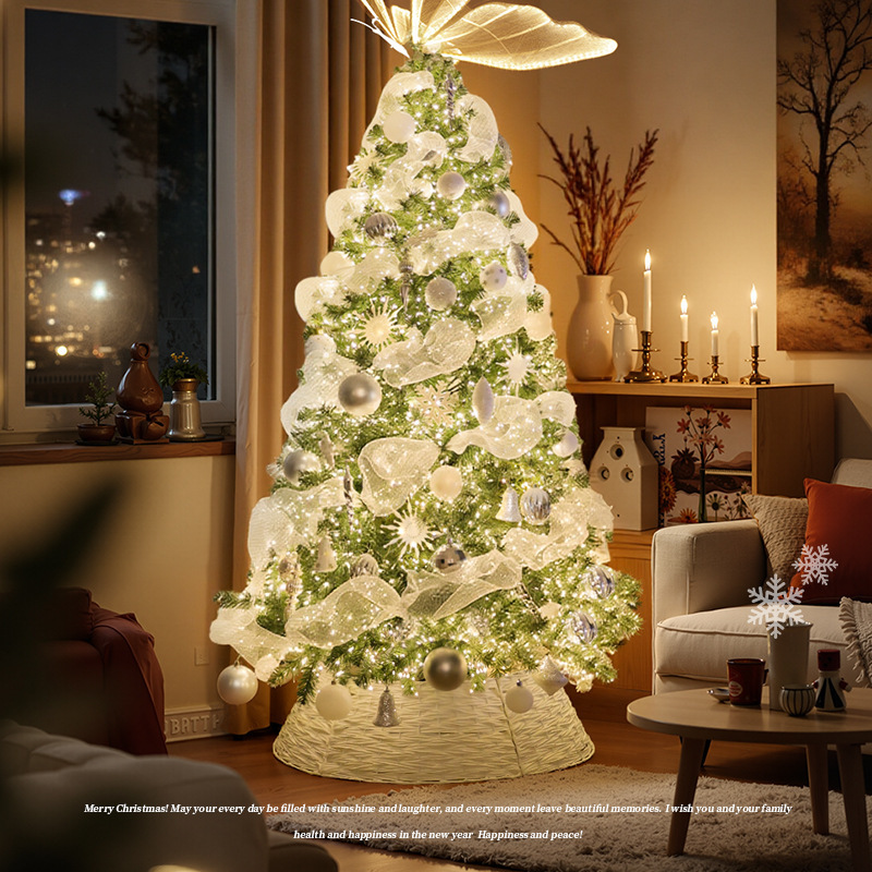 Nuevos árboles de Navidad transfronterizos cercas de base de árbol trenzado a mano canasta de árbol ins falda de árbol de Navidad pie de decoración
