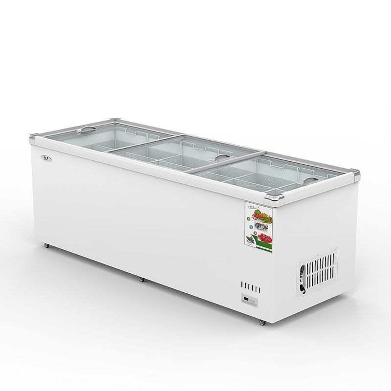 Freezer Large Capacity Island Cabinet Transparent Glass Horizontal Supermarket Freezer Fresh-Keeping Frozen Refrigerated Display Cabinet Commercial Cold Chain