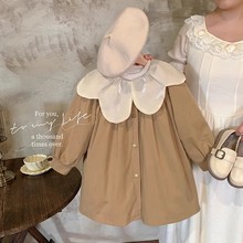 女童风衣外套春装2025新款女宝宝休闲大衣儿童春秋季童装纯色设计