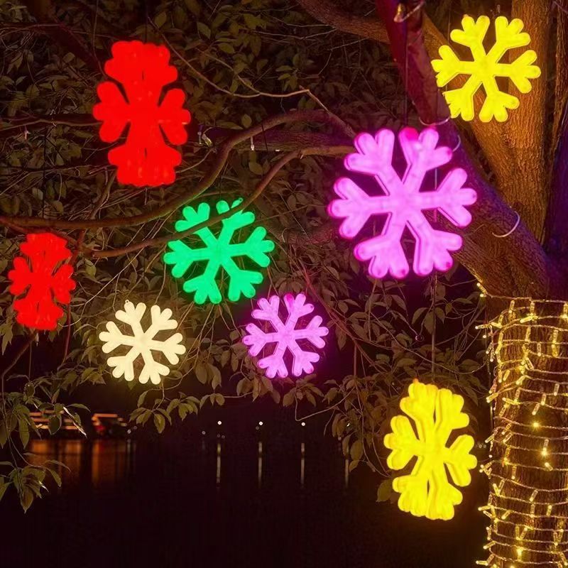 Lámpara de copo de nieve LED impermeable al aire libre de cadena de luz flexible con paisaje de copo de nieve ambiente festivo luces de colores colgantes luces decorativas de árboles