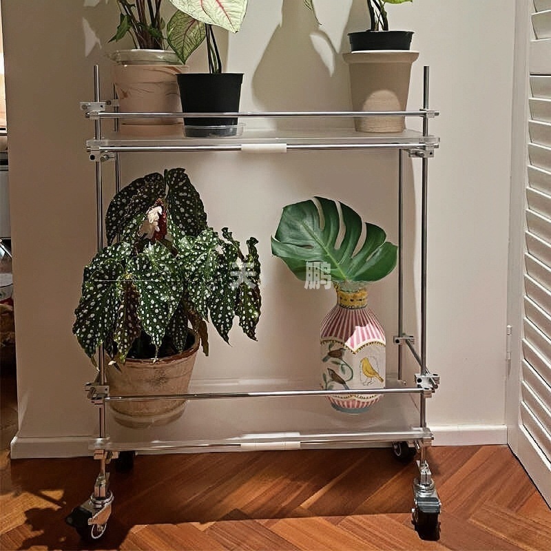 # フラワースタンド収納ラック金属多肉植物車輪付き可動グリーン植木鉢ラックバルコニーカートアクリルフラワースタンドホーム|undefined