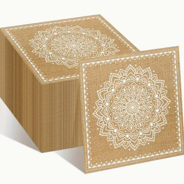 Cross-Border Wedding Theme Bridal Wedding Dress Linen Woven Printing Children's Holiday Party Decoration Tissue
