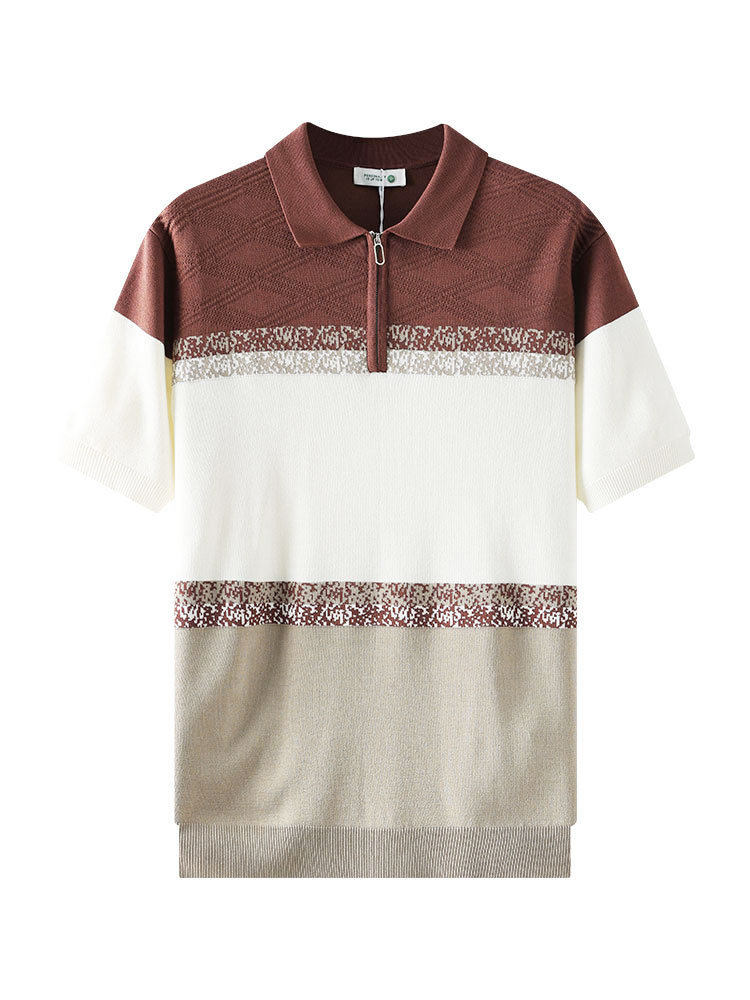 American Style Retro Polo de hielo de punto de hombre Casual de verano de alto nivel de camiseta de cuello de hombre