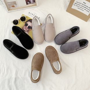 Winter Cotton Shoes for Women and Men, Couple Style, Old Beijing Slip-On Thick Cotton Warm Low-Top Snow Boots, Extra Thick and Warm