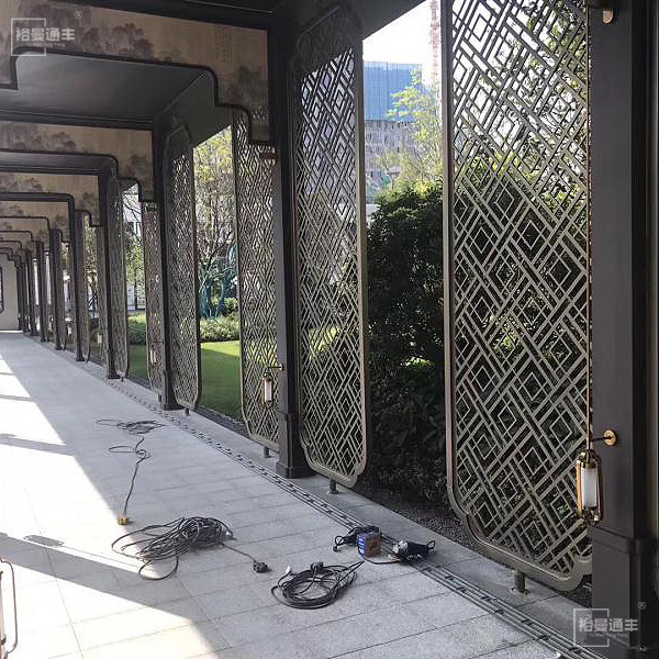 Hotel Sales Department Outdoor Courtyard Stainless Steel Entrance Partition Metal Grille Outdoor Courtyard Corridor Background Wall