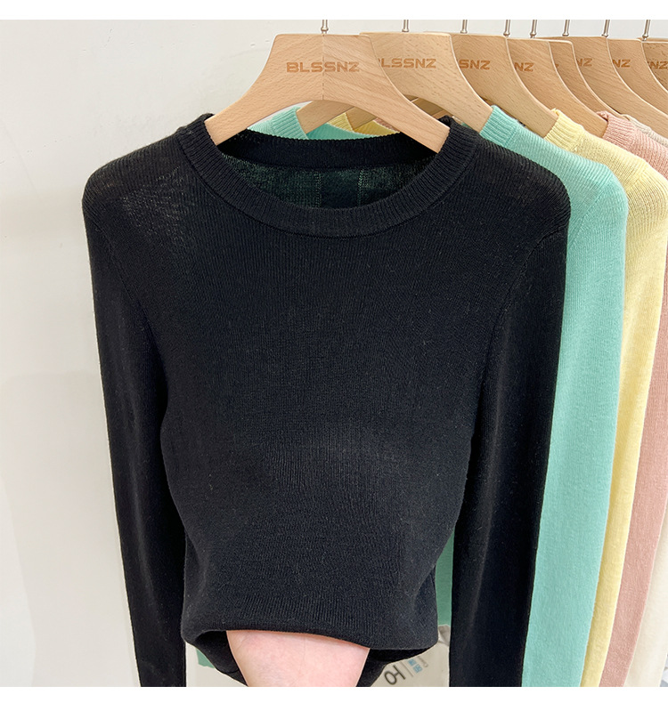 315g Weight Long Sleeve Sleeve Length Pullovers Placket Type Spandex, Polyester Fabric Type Short Top Length Knitwear Tops Type Daily Occasion Round Neck Neckline Slim Fit Type Solid Color Pattern Spring, Autumn Season Women's Gender Casual, Simple Style Style Wholesale Women's Casual Simple Style Solid Color Long Sleeve Sweaters & Cardigans 34