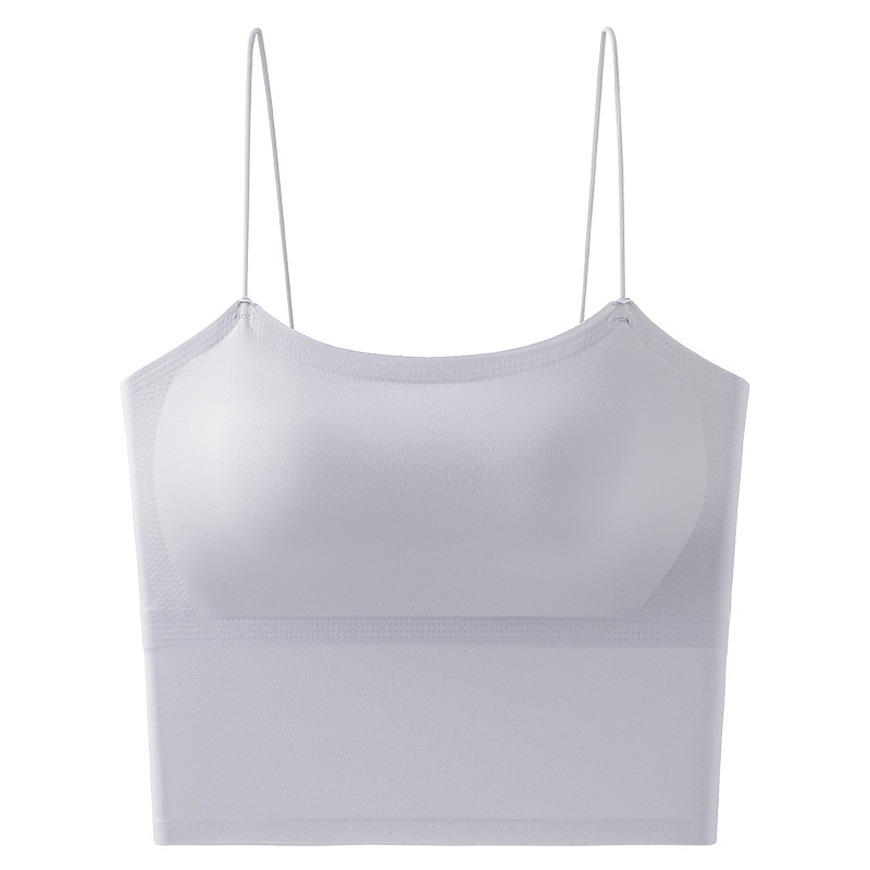 Chaleco de cinturón de primavera y verano femenino sin anillo de acero con cojín de pecho fijo no correr taza hermosa espalda transpirable color sólido sin usar sostén