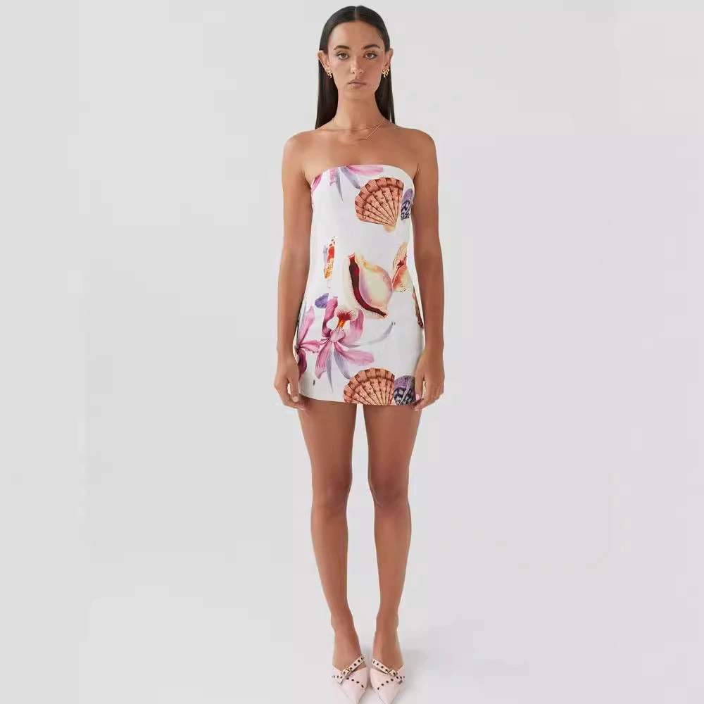 2024 Европейская и Американская трансграничная женская одежда AliExpress независимая станция моды праздничная мягкая оболочка ткани с принтом платье на месте