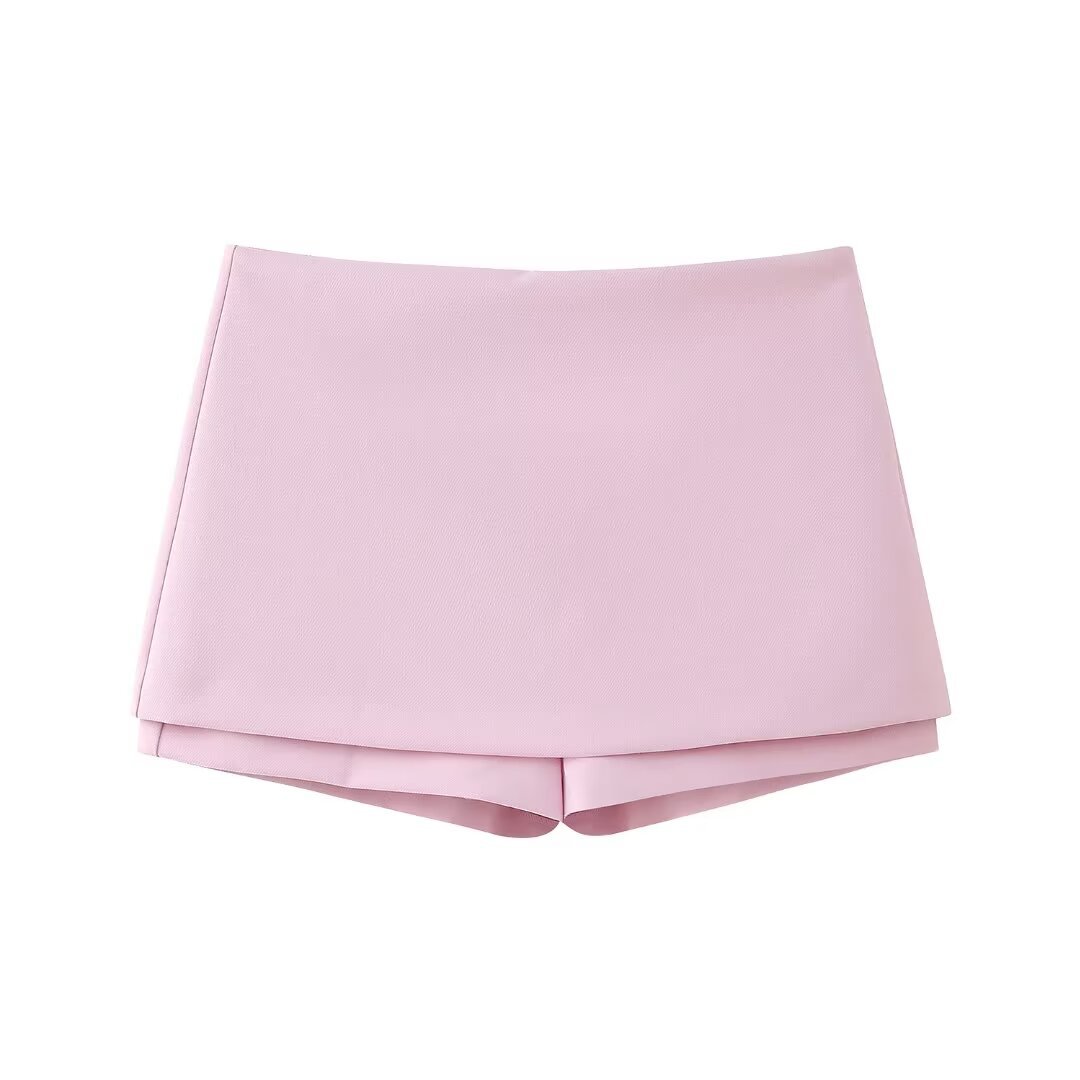 ZR女装  跨境欧美风2024夏季新款粉色时尚气质百搭减龄低腰短裙裤