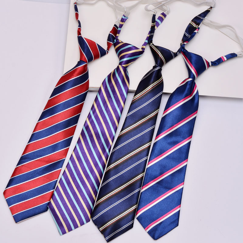 Children's school professional blue red tie with zipper, Korean style
