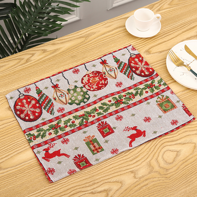 80g Weight Placemat Kitchen and drinking utensils Placemat Event & Party Supplies 1 Piece Quantity Party Occasion Christmas Festival Christmas Tree Pattern Cute Style Embroidery Craft Christmas Cute Christmas Tree Party Placemat 6
