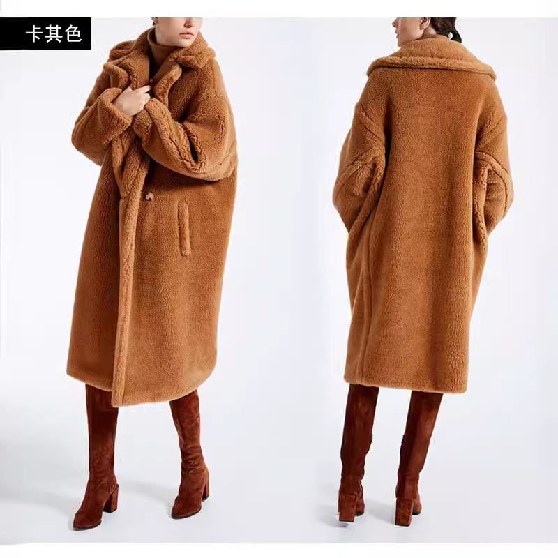 2025 Autumn and Winter Loose Teddy Bear Imitation Fur Jacket Women's Mid-Length Sheepskin Coat Sheepskin Thickened