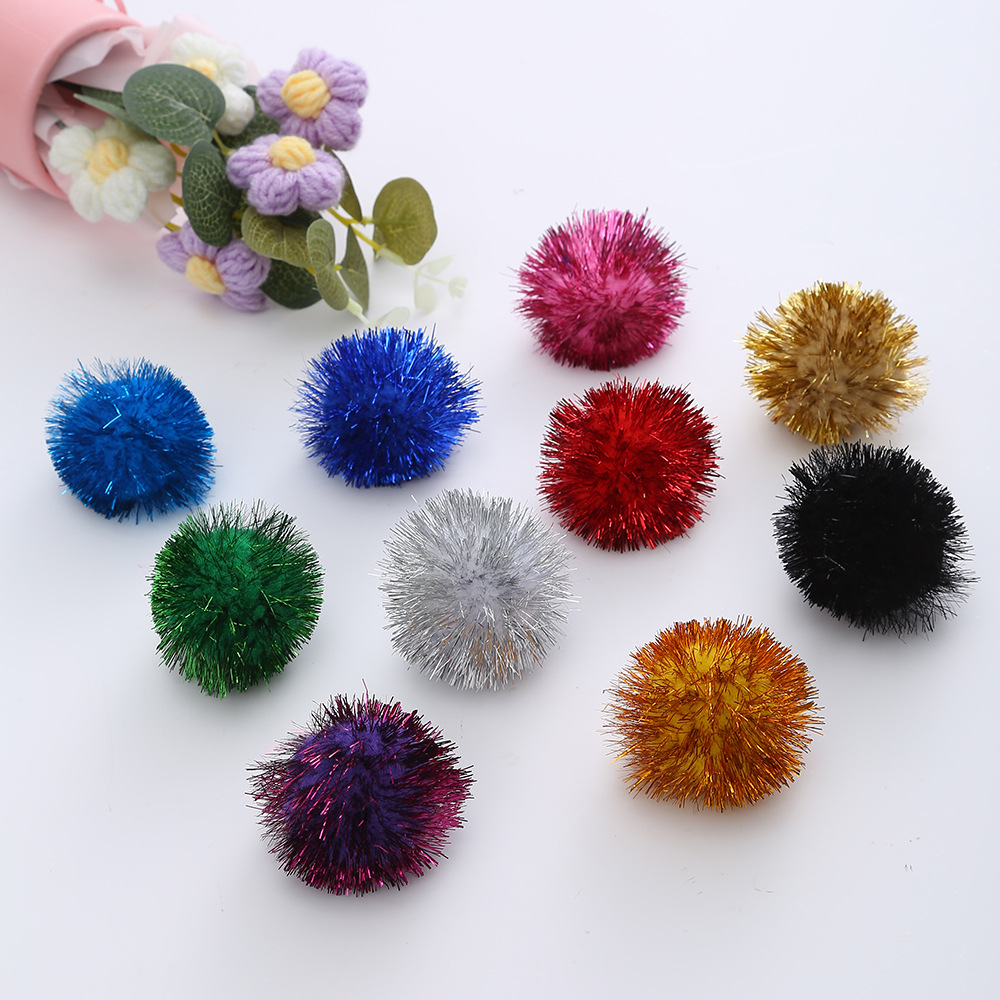 5cm彩色丙纶毛球七彩diy圣诞配件毛毛球 金葱毛绒球可定婷婷毛球