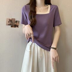 夏の韓国版の新型の百合はやせている純綿の半袖のtシャツの女性の太っているmmの大きいサイズの純粋な欲の洋風の体つきの上着を現します。