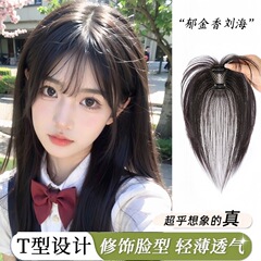 刘海假发女自然前额头顶补发假发片夏真发遮白发3d假刘海片头蓬松