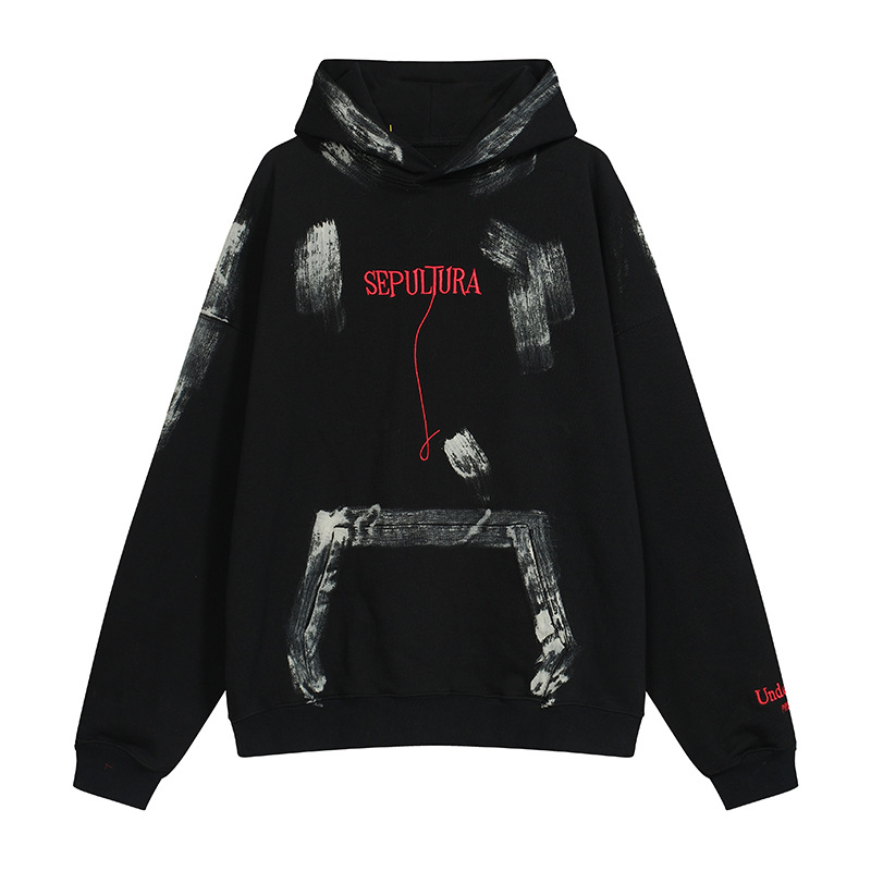 El otoño y el Invierno nuevo Undermycar angustiado lavado destruido cartas bordadas hombres y mujeres sueltos chaqueta de suéter con capucha