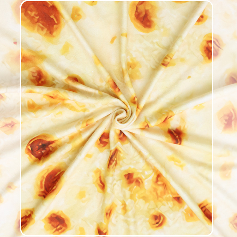 创意印花披萨双面绒超细纤维速干游泳吸水成人儿童沙滩毛巾浴巾