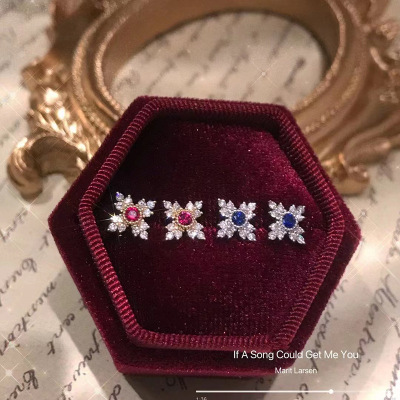 ins风巴洛克复古精致锆石雪花小耳钉女时尚优雅vintage耳饰批发|ru