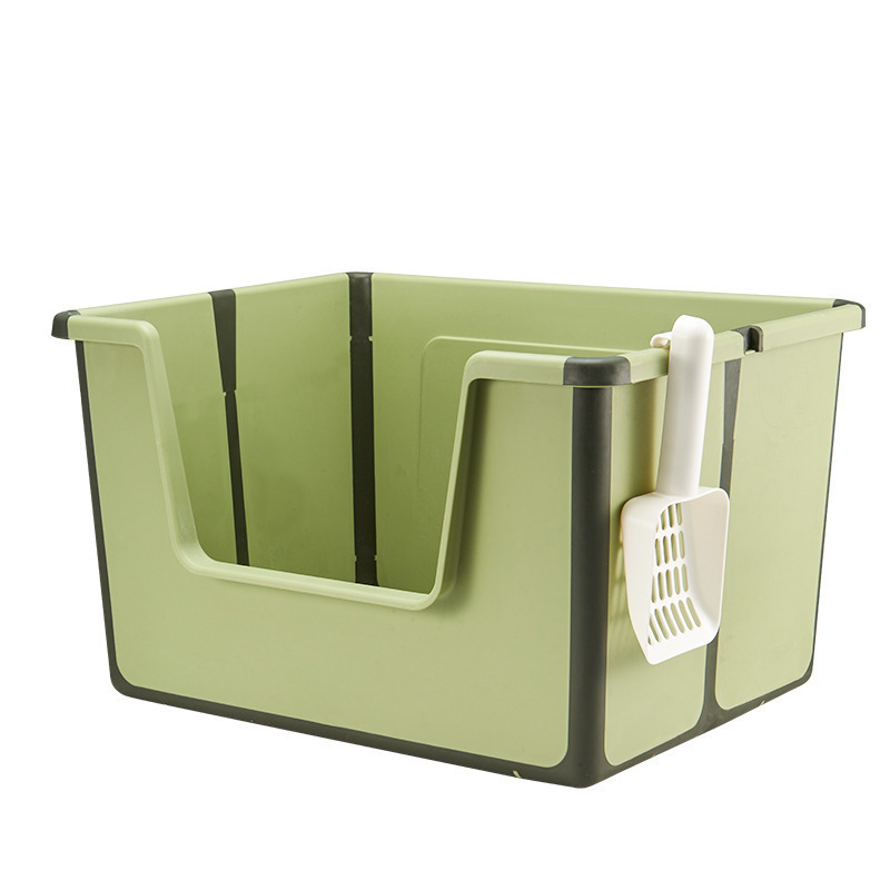 Una caja de arena plegable para gatos, baño portátil para gatos, valla alta, caja de arena semicerrada, fábrica al por mayor