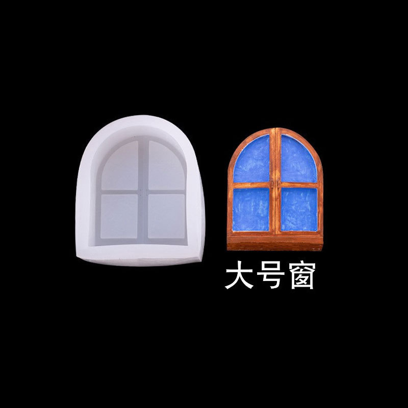Puerta y ventana de dibujos animados de silicona molde creativo hecho a mano jabón aromaterapia vela epoxi molde de yeso decoración de la torta del postre