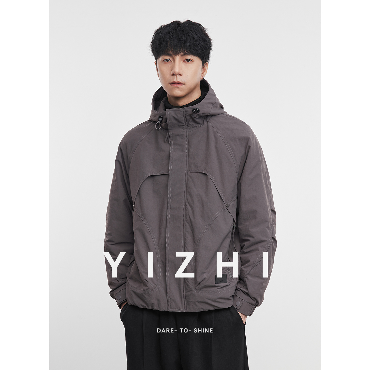 亦止【简潮】连帽棉服外套男冬季2025新款工装夹克运动户外冲锋衣