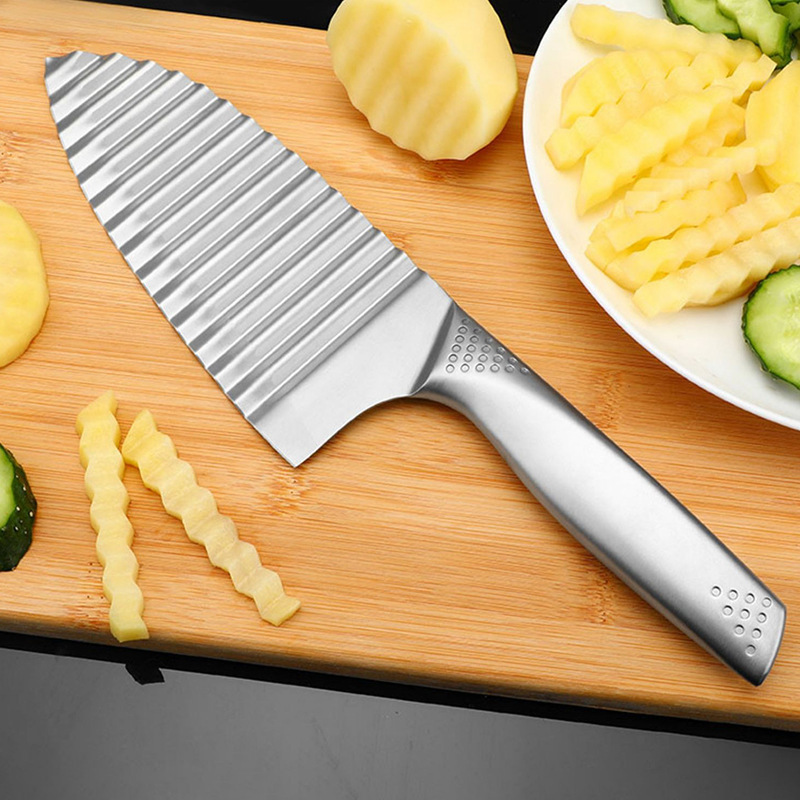 Patatas fritas, cuchillo de dientes de lobo, cuchillo de cocina, cortador de verduras, patatas al por mayor