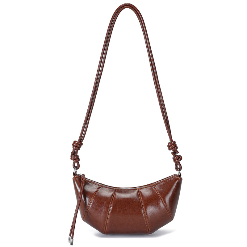 Genuine Leather Fashion Crossbody Bag Spring Versatile 2026 New Shoulder Underarm Bag Dumpling Bag Luxury Hobo Bag For Women - Thumbnail 6