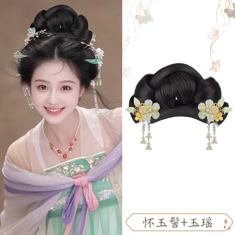 汉服假发古风一体式全发丝发包明制唐风古装发髻盘发造型垫发包女|undefined