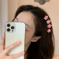 赤い真珠のジルコンの花のヘアピンの2つのセットの美少女の小さいサイズのサイドの前髪はシンプルな小さい花の髪を挟みます。