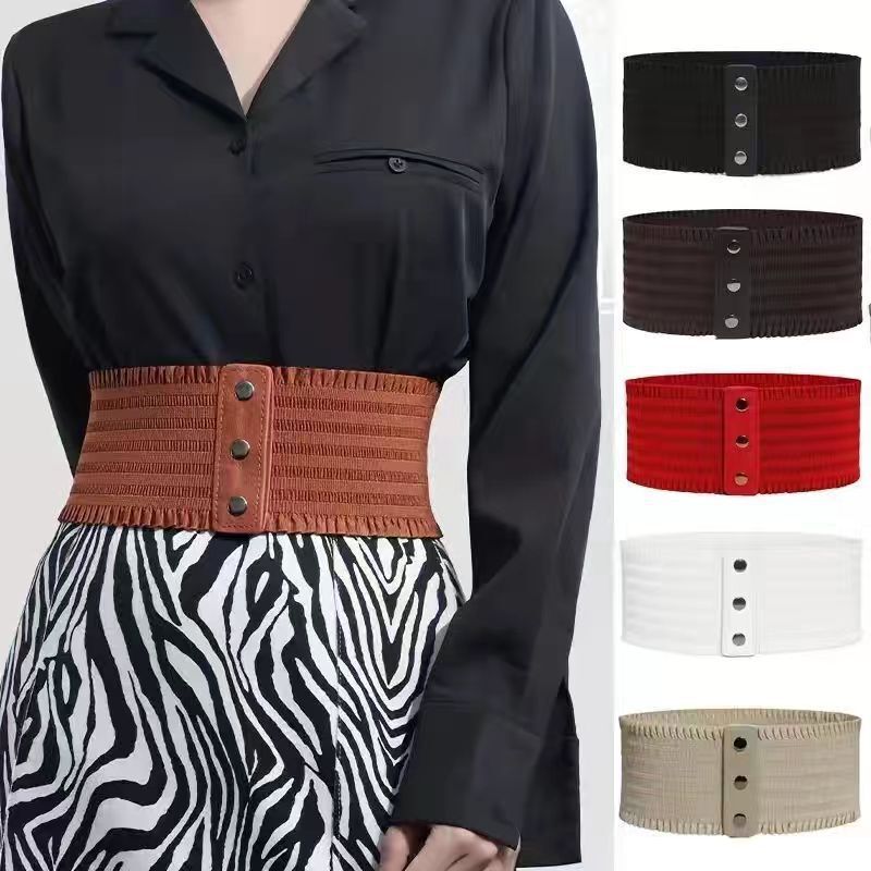 New Women's Elastic Wide Belt Retro Classic All-match dress Coat Waist Seal Women's Jeans Belted Belt